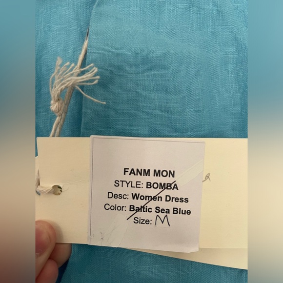 NWT Fanm Mon Bomba Dress size M Baltic Sea Blue mini Manmzel Tuckernuck - Picture 5 of 8